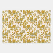 Twee tortelduiven in roze, groen en mosterd inpakpapier vel (Voorkant 3)