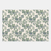 Twee tortelduiven in roze, groen en mosterd inpakpapier vel (Voorkant 2)