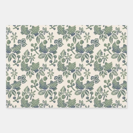 Twee tortelduiven in roze, groen en mosterd inpakpapier vel (Voorkant 2)