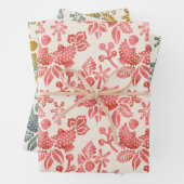 Twee tortelduiven in roze, groen en mosterd inpakpapier vel (In situ)