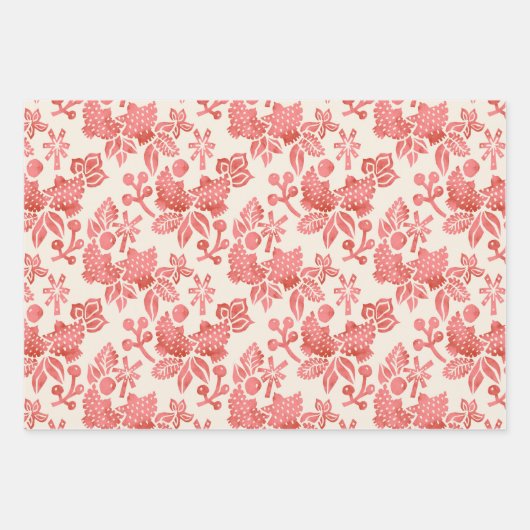 Twee tortelduiven in roze, groen en mosterd inpakpapier vel (Voorkant)