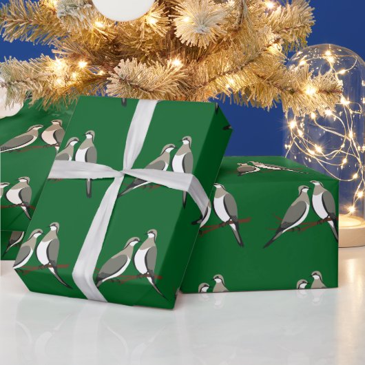 Twee tortelduiven knippen stencil retro stijl 1 cadeaupapier (Feestdagen)