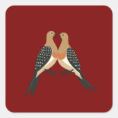Twee tortelduiven knippen stencil retro stijl 5 vierkante sticker (Voorkant)