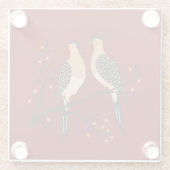 Twee tortelduiven knippen stencil retro stijl 7 glazen onderzetter (Achterkant)