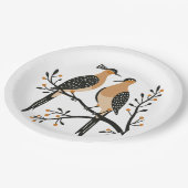 Twee tortelduiven knippen stencil retro stijl 7 papieren bordje (Gekanteld)
