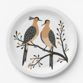 Twee tortelduiven knippen stencil retro stijl 7 papieren bordje