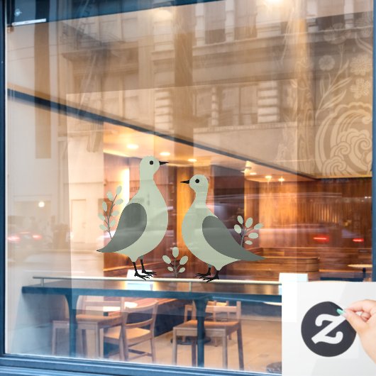 Twee tortelduiven knippen stencil retro stijl 8 raamsticker (Cafe Raam)