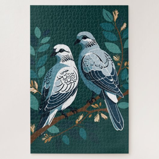 Twee tortelduiven knippen stencil-stijl 2 uit legpuzzel (Verticaal)