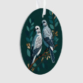 Twee tortelduiven knippen stencil-stijl 2 uit ornament (voorkant)