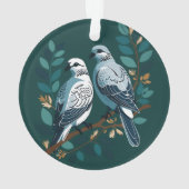 Twee tortelduiven knippen stencil-stijl 2 uit ornament (achterkant)