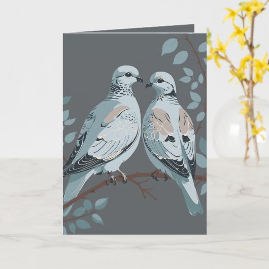 Twee tortelduiven knippen stencil-stijl uit kaart (Gele Bloem)