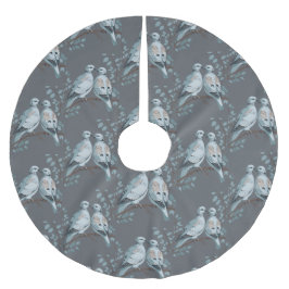 Twee tortelduiven knippen stencil-stijl uit kerstboom rok