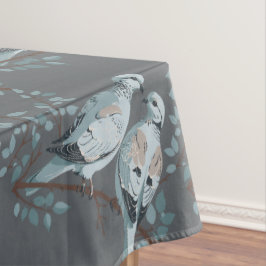 Twee tortelduiven knippen stencil-stijl uit tafelkleed