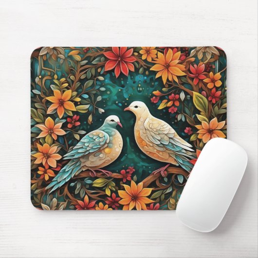 Twee Tortelduiven Muismat (Met muis)