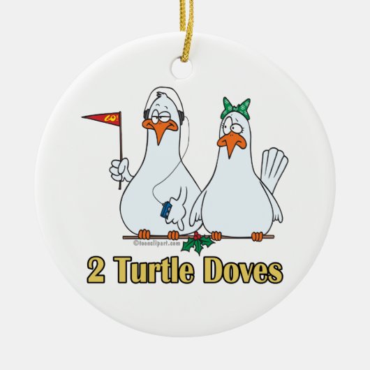 twee tortelduiven tweede 2de kerstdag keramisch ornament (Voorkant)