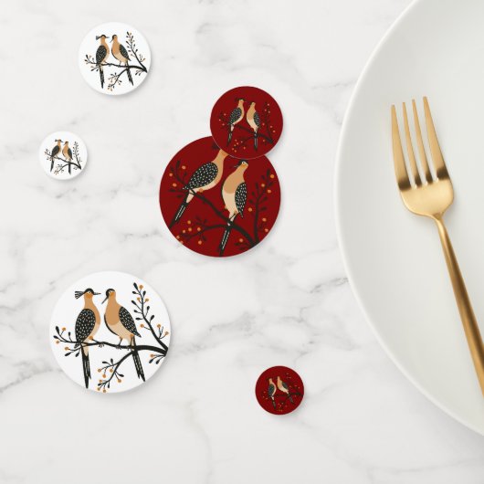 Twee Tortelduiven Uitknip Sjabloon Retro Stijl 7 Confetti (Groep)