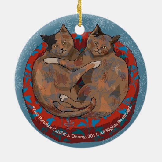 Twee Tortoise Shell Cats... dubbelzijdig Keramisch Ornament (Achterkant)
