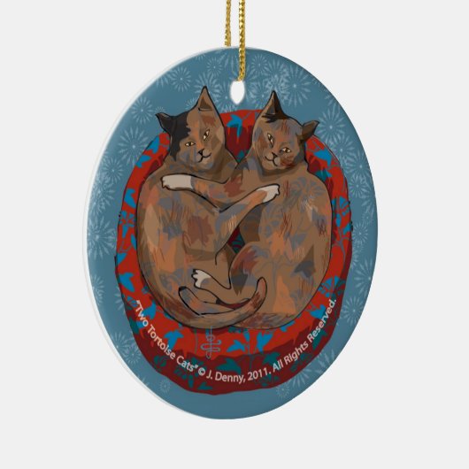 Twee Tortoise Shell Cats... Keramisch Ornament (Rechts)