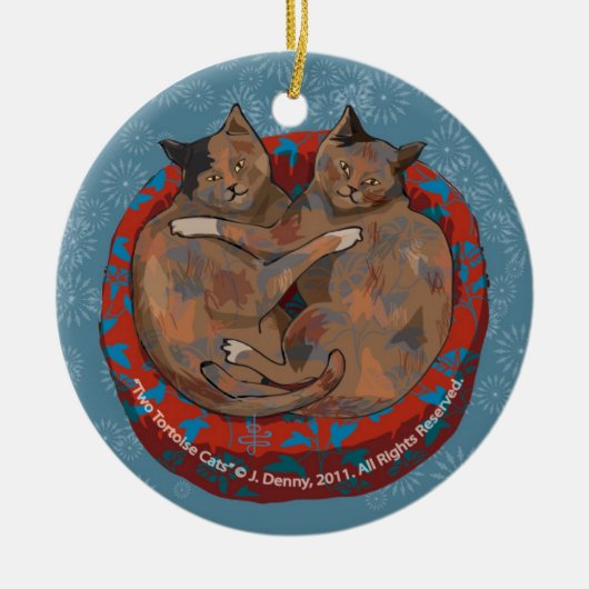 Twee Tortoise Shell Cats... Keramisch Ornament (Voorkant)