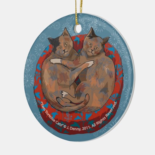 Twee Tortoise Shell Cats... Keramisch Ornament (Links)