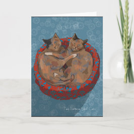 Twee Tortoise Shell Cats... Vakantie Feestdagen Kaart