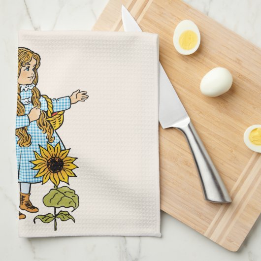 Twee  Tovenaar van Oz Dorothy met Bloemen Theedoek (Quarter Fold)