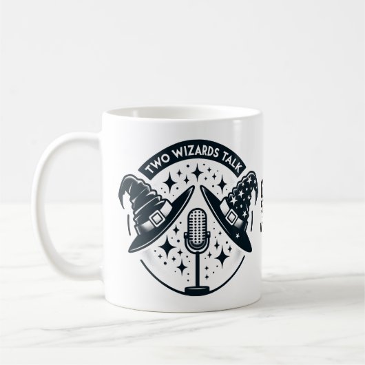 Twee tovenaars praten koffiemok (Links)