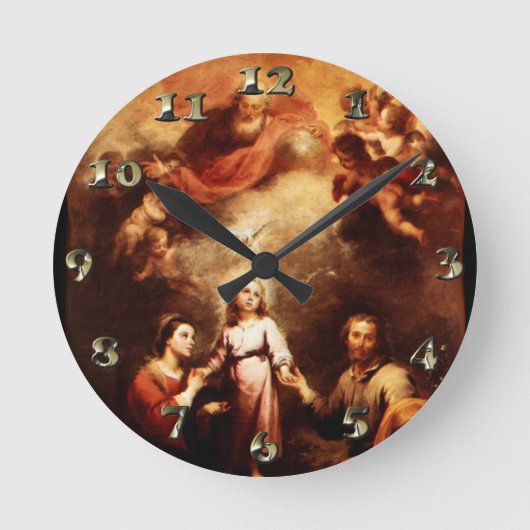 Twee tradities - de Heilige Familie - Murillo Ronde Klok (Voorkant)