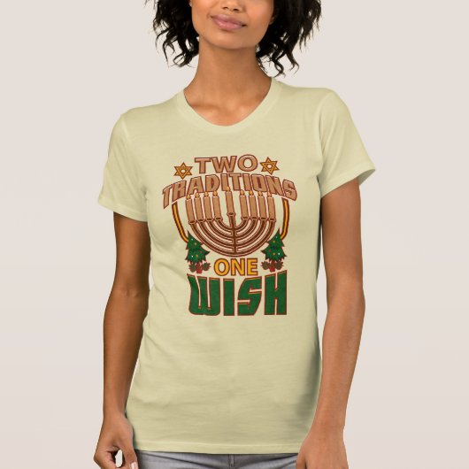 Twee tradities Een vrolijke kerstmis met de Hanukk T-shirt (Voorkant)