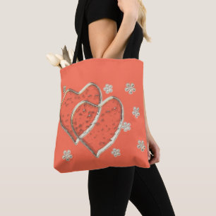 twee transparante harten , romantische bruiloft tote bag