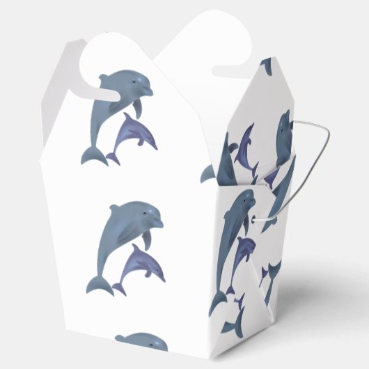 Twee tropische dolfijnen die naast elkaar springen bedankdoosjes (Geopend)