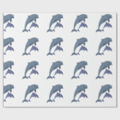 Twee tropische dolfijnen die naast elkaar springen cadeaupapier (Vlak)