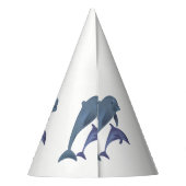 Twee tropische dolfijnen die naast elkaar springen feesthoedjes (Achterkant)