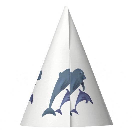 Twee tropische dolfijnen die naast elkaar springen feesthoedjes (Achterkant)