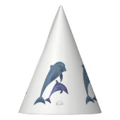 Twee tropische dolfijnen die naast elkaar springen feesthoedjes (Links)