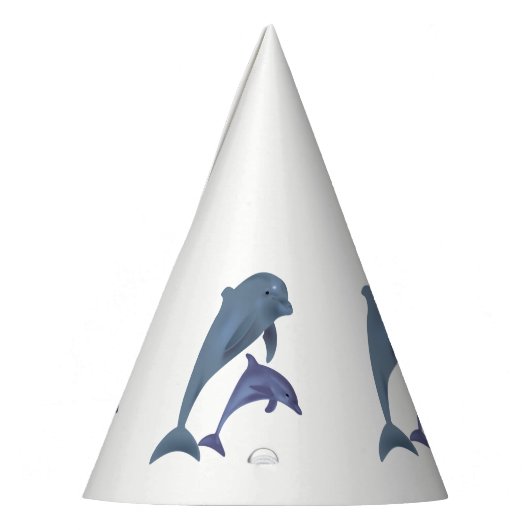 Twee tropische dolfijnen die naast elkaar springen feesthoedjes (Links)