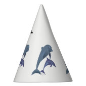 Twee tropische dolfijnen die naast elkaar springen feesthoedjes (Rechts)