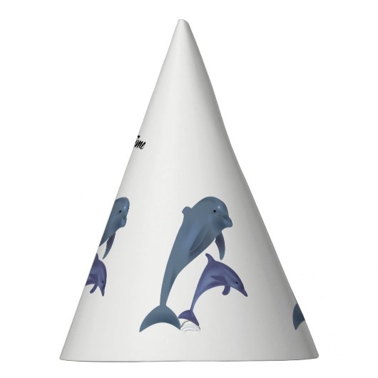 Twee tropische dolfijnen die naast elkaar springen feesthoedjes (Rechts)