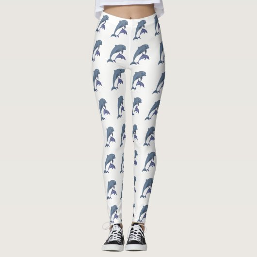 Twee tropische dolfijnen die naast elkaar springen leggings (Voorkant)