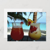 Twee tropische Drinken, strand, resort Briefkaart (Voorkant / Achterkant)