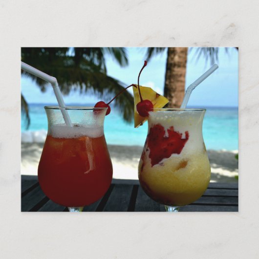 Twee tropische Drinken, strand, resort Briefkaart (Voorkant)
