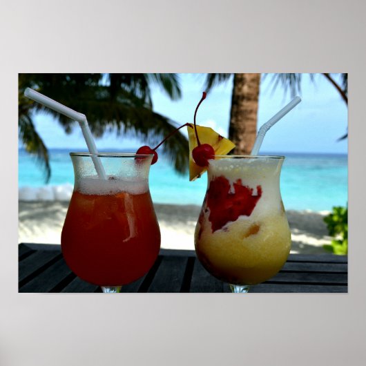 Twee tropische Drinken, strand, resort Poster (Voorkant)