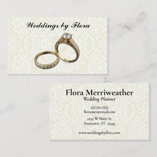Twee Trouwringen Wedding Planner Visitekaartje (Voorkant / Achterkant)