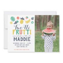 Twee-tti Fruiti Tweede Verjaardag Fotouitnodiging