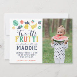 Twee-tti Fruiti Tweede Verjaardag Fotouitnodiging Kaart