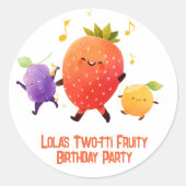 Twee-tti fruitige 2e verjaardagsfeestje envelop ronde sticker (Voorkant)