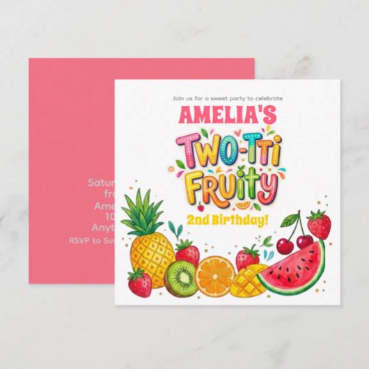 Twee-tti Fruitige 2e Verjaardagsfeestje Kaart