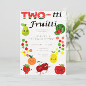 Twee-tti Fruitige Verjaardagsuitnodiging Kaart (Staand voorkant)