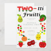 Twee-tti Fruitige Verjaardagsuitnodiging Kaart (Voorkant / Achterkant)