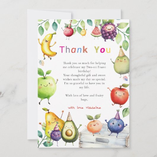 Twee-tti Fruitjes 2e verjaardag dankkaart Bedankkaart (Voorkant)